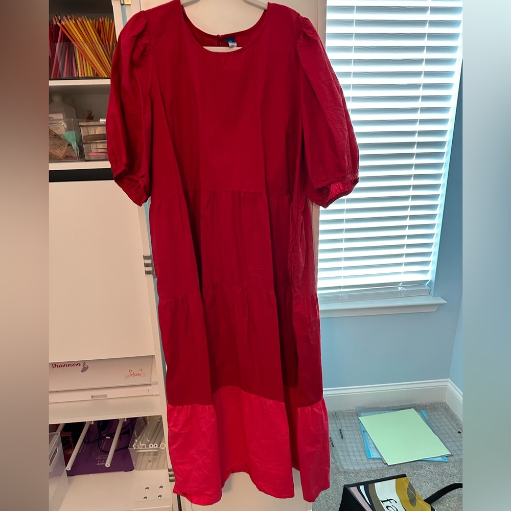 Old Navy Red Color Block Maxi Dress